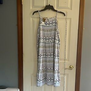 NWT-Wrangler-XXL-white-southwestern print sleeveless summer dress.Aztec print.